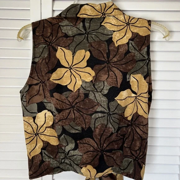 Tommy Bahama EUC Women Sleeveless Tropical Print Front Tie 100% silk Size M - Picture 3 of 12